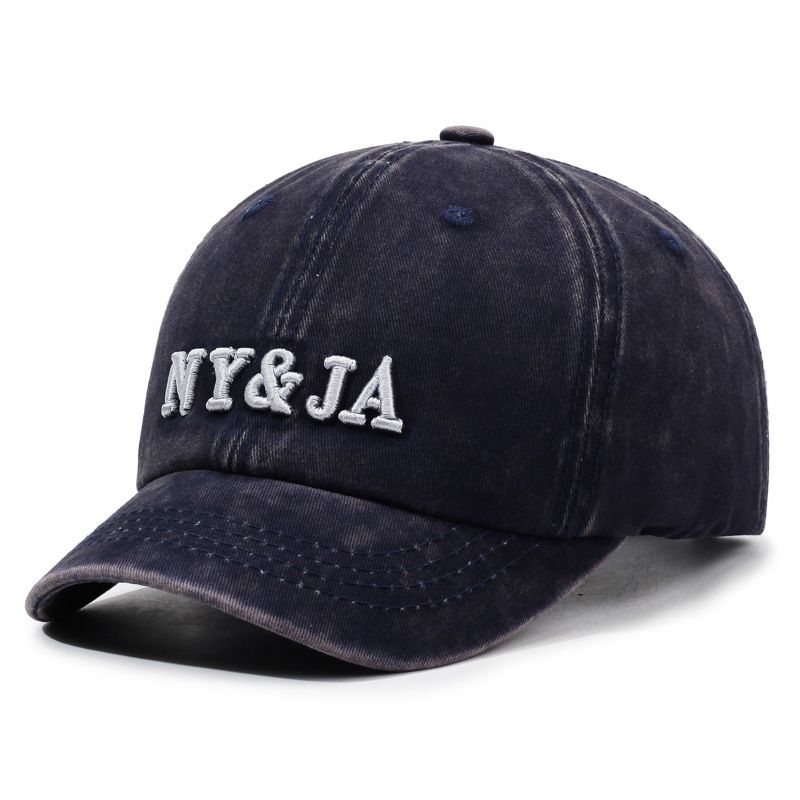 American Retro Baseball Cap Spring and Summer Short Brim Letter Embroidery Washed Old Cap Outdoor Sun Hat Unisex Retro Street Soft Top Sun Hat