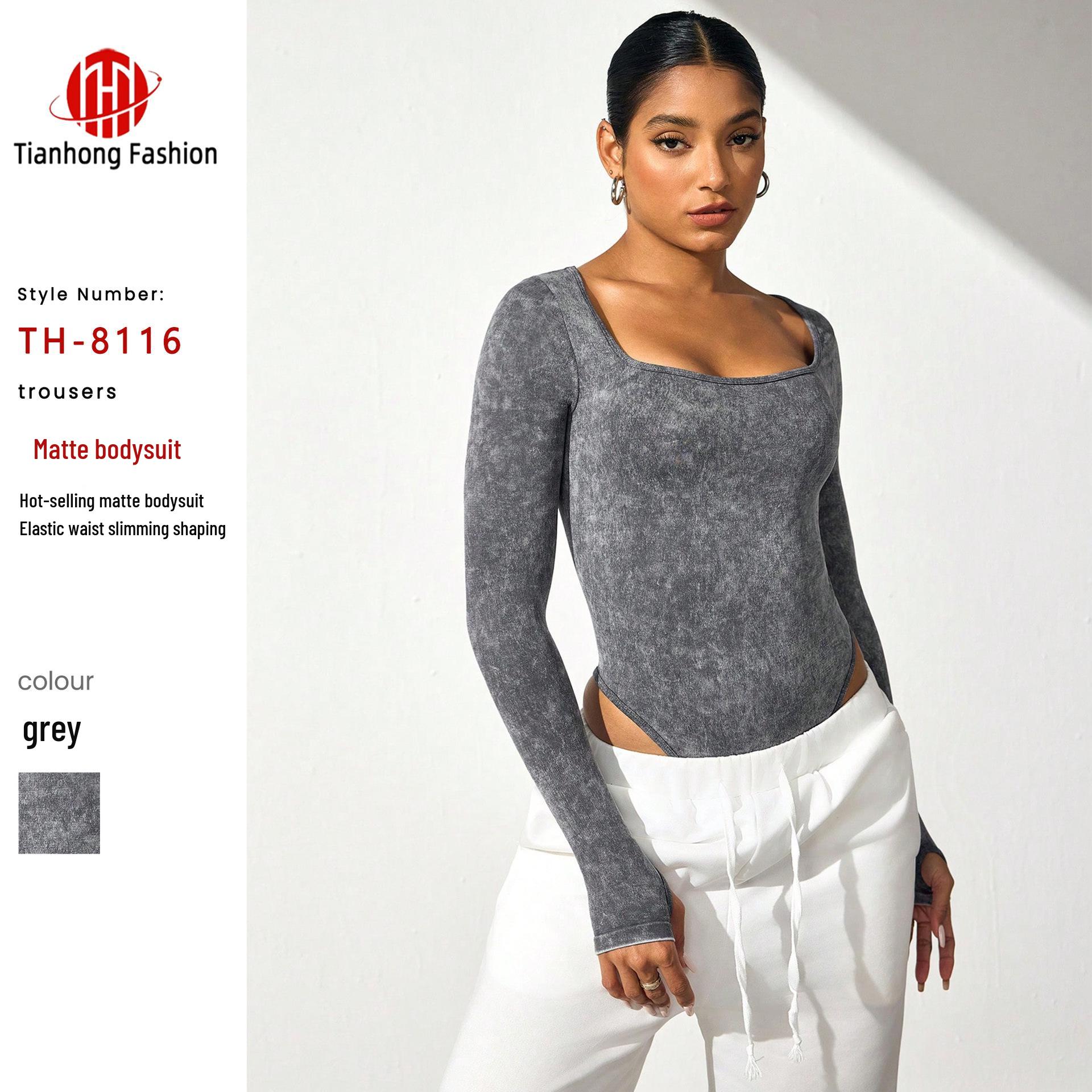 

Women s Seamless Ribbed Tummy Control Fitness Bodysuit Small сірий колір