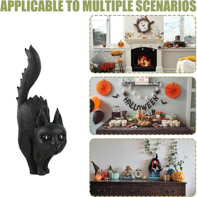 Halloween Miniatur Harz Gruselige Katze Tischdekoration, Wohnzimmer Spukhaus Party Tischaufsatz Halloween Statue