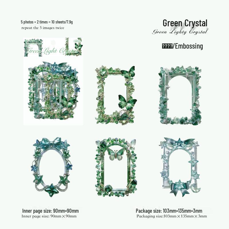 Momo Crystal Flower Border Collage Card: Retro European Journal Decoration Material