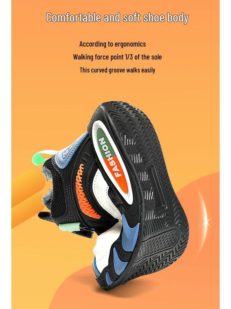 Boys' Fleece-Lined Waterproof Winter Sports Shoes - New 2025 Style, Lightweight, Non-Slip, Leather Running Shoes