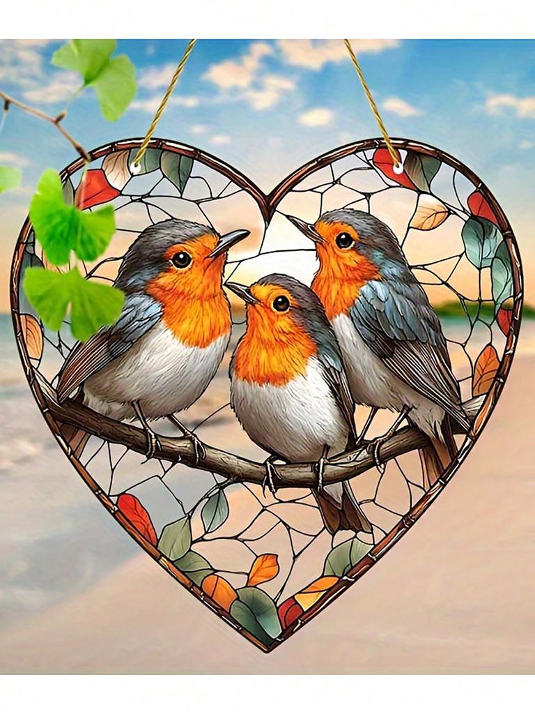 2D colored sunshade glass hanging window for home decoration, suitable for bird enthusiasts, garden and animal themes