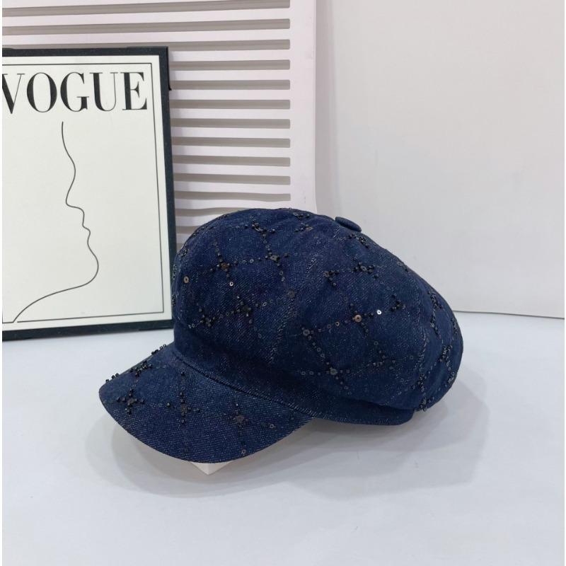 

25 Ранняя осень новая высококачественная клетчатая шляпа-восьмиклинка из выстиранного хлопка с пайетками женская модная универсальная шляпа