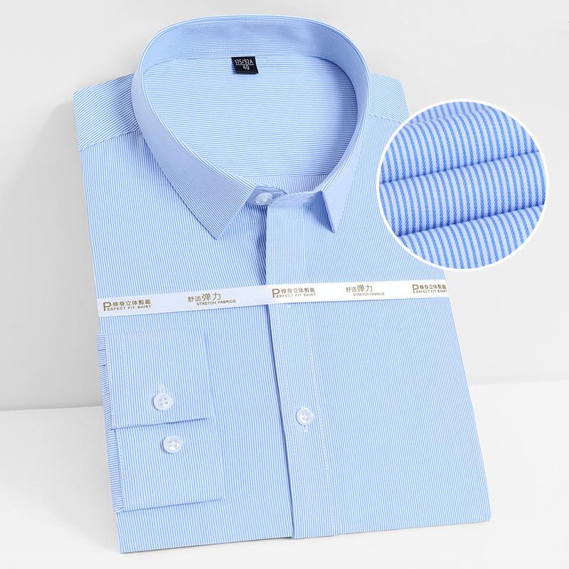 Quality Anti-Wrinkle Men Shirt Long Sleeves Dress Shirts For Men Slim Fit Camisa Social Business Blouse White Office Shirt S-4XL