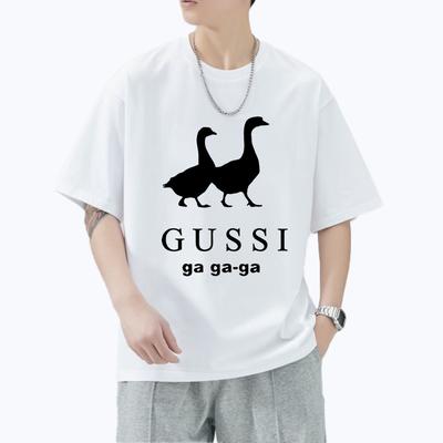 High Quality T Shirt GUSSI Ga Ga Ga Fashion Funny Summer Short Sleeve T-shirts Streetwear Men Women Clothing Cotton Unisex Top