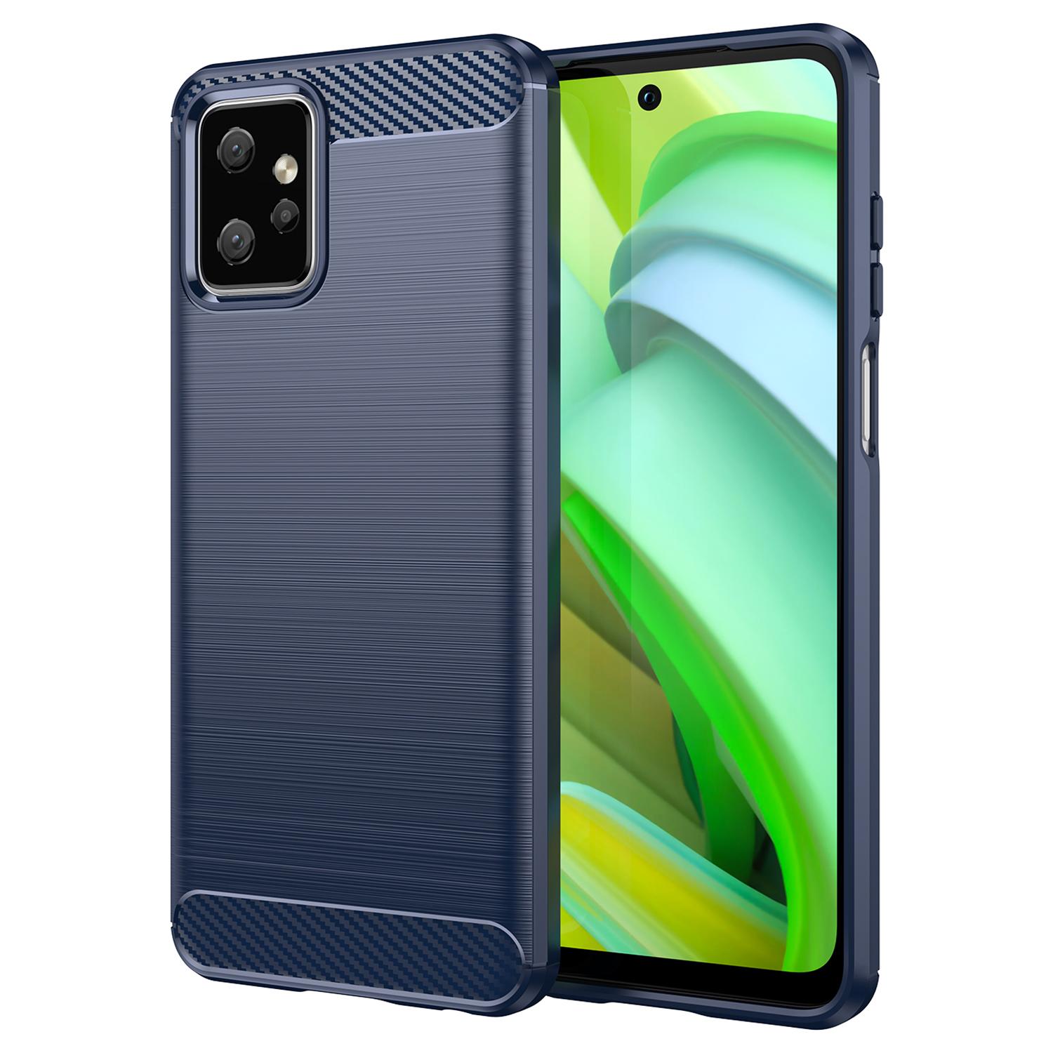 

TPU Phone Cover for Motorola Moto G Power 5G Carbon Fiber Texture Brushed Back Protector Case Blue