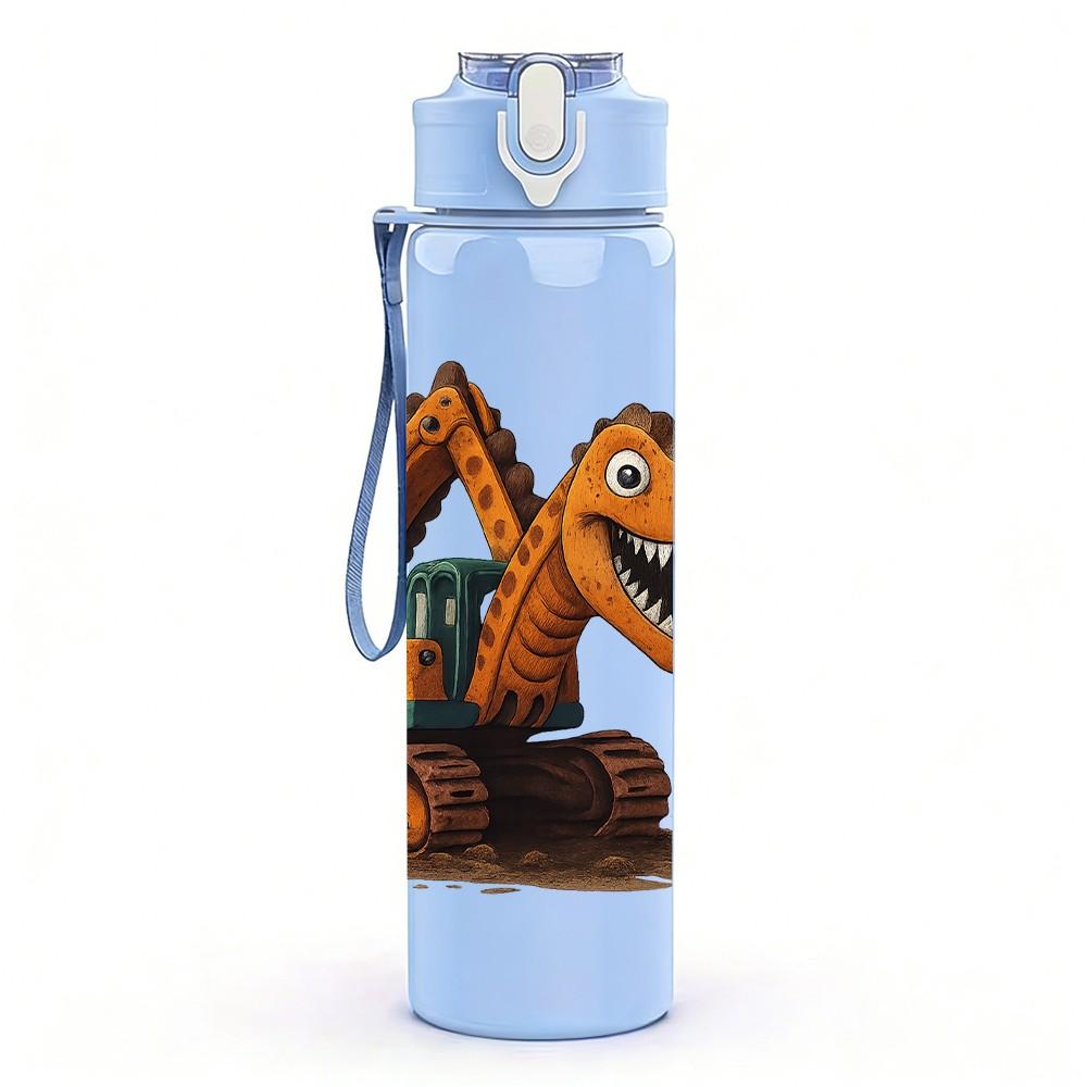 1PC Dinosaur Excavator Toy 750ml Color Plastic Sports Water Bottle Leakproof Flip Straw Lid Suitable for Sports Office Home Use