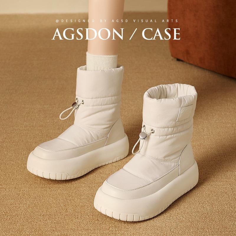 Augustine Outdoor Snow Boots Women's New Winter Platform Sports Short Boots Piled and Thickened White Cotton Shoes