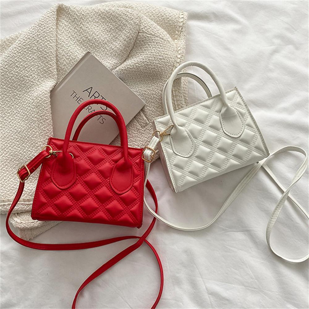 Women's Retro PU Leather Square Crossbody Bag Fashion Solid Shoulder Handbag with Zipper