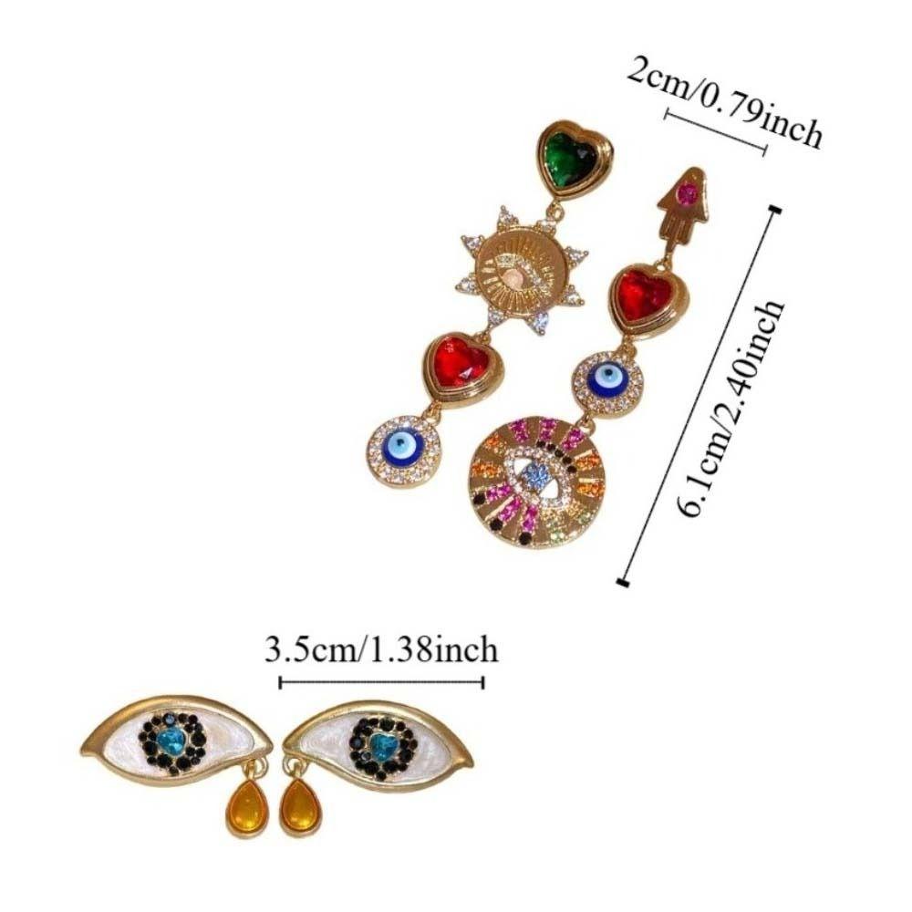 Pleated Crystal Devil's Eye Earrings Devil's Eye Vintage Long Drop Earrings  Girls