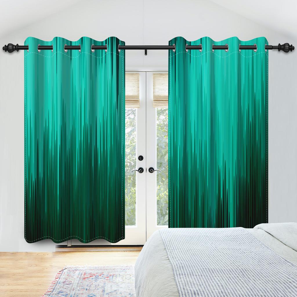 2Pcs/Set Colourful Gradient Window Curtain Bright Multicolor Blackout  Polyester Fabric Study Bedroom Living Room Decor Curtain