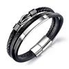 Stainless Steel Leather Braided Bracelet