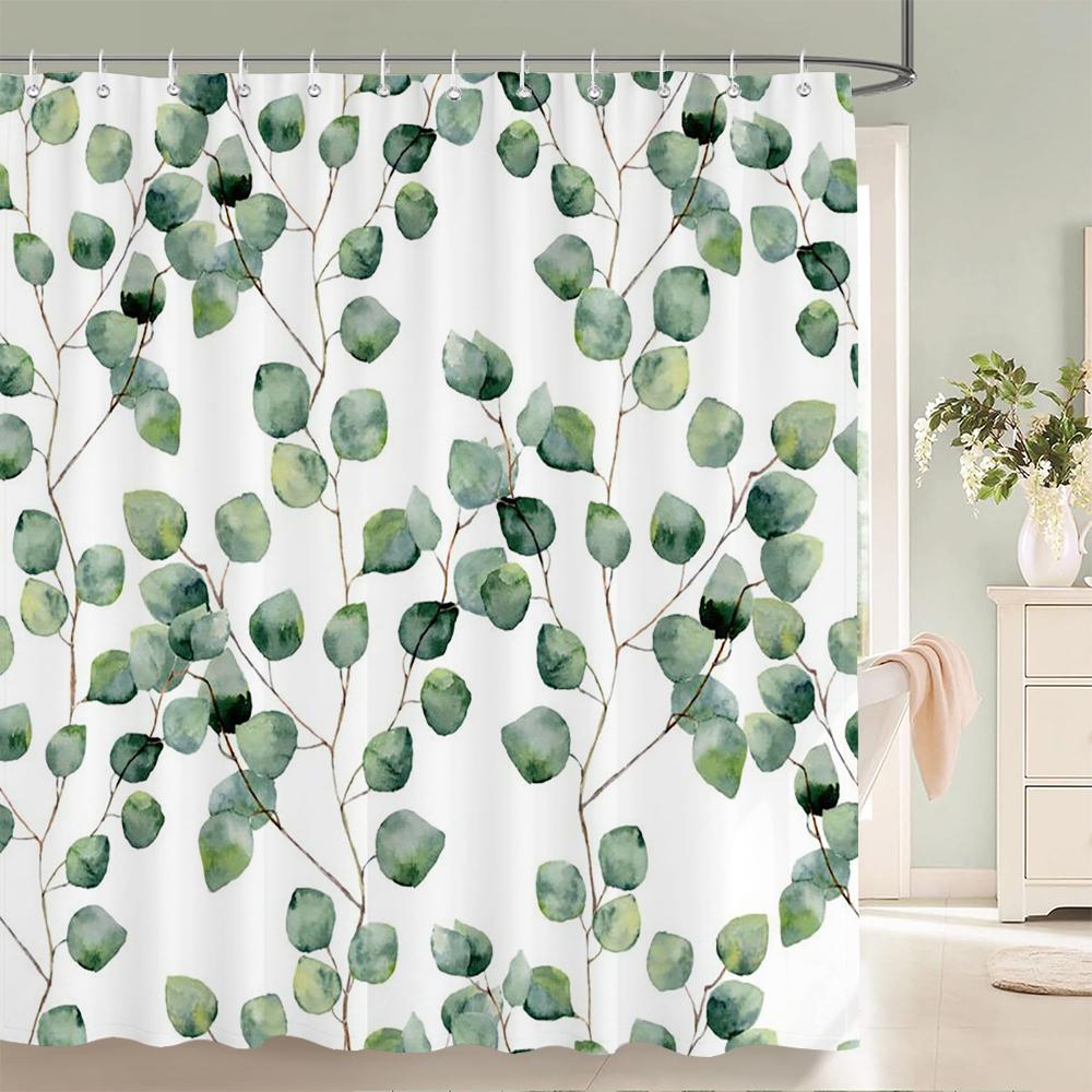 Waterproof Flower Leaves Shower Curtain For Bathroom Bath Curtains 3D Print Polyester Fabric Decor Multi-Size Shower Curtains