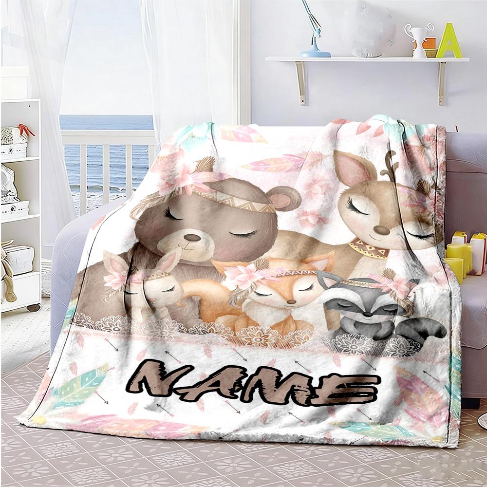 Animal5556 Customize Text Blanket Multi-purpose Customizable Blanket Soft & Cozy for Office Livingroom Living Room Chair Four Seasons Universal
