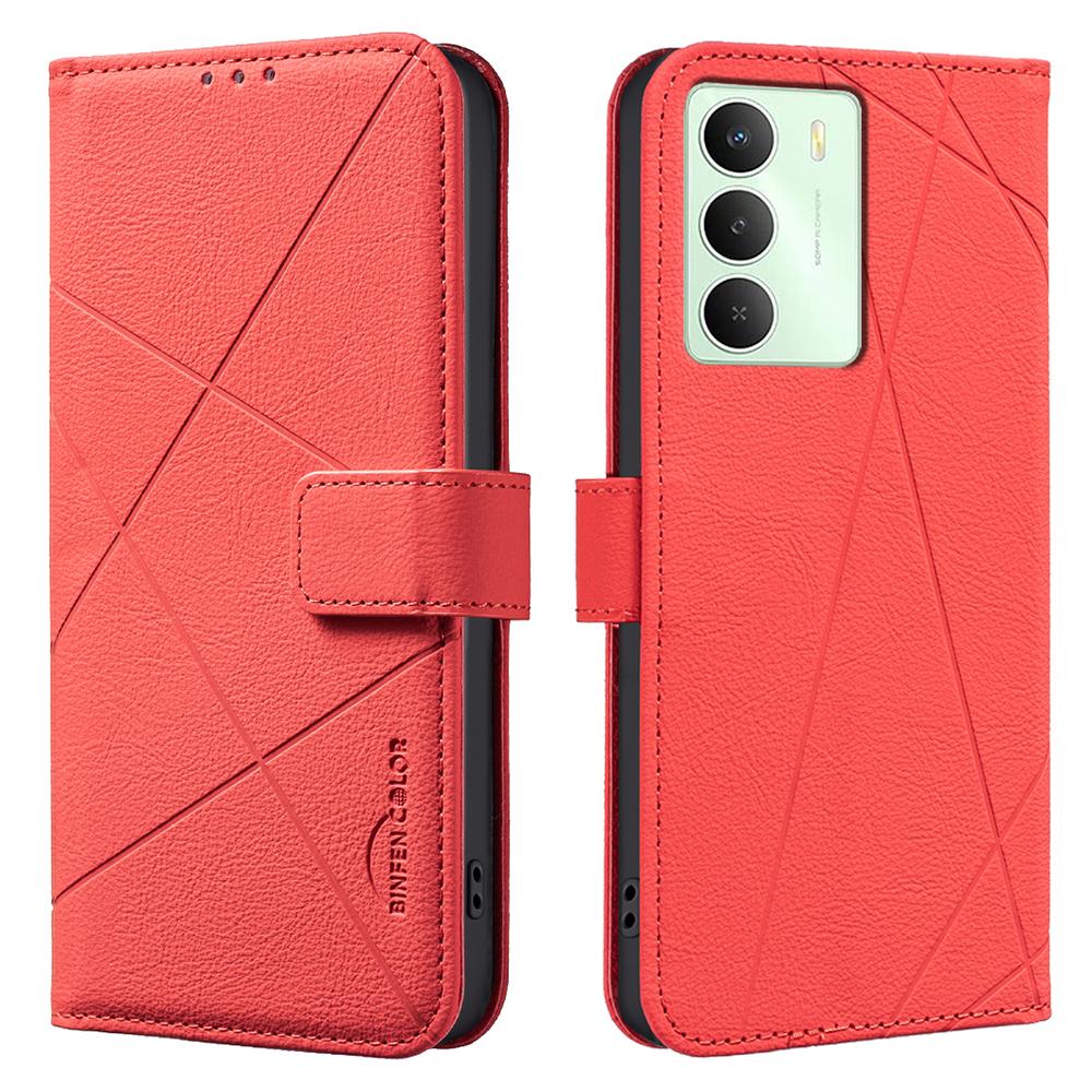 

Для Realme 14x 5G Чохол BINFEN COLOR BF35 Геометричний Тиснений Шкіряний Чохол для Телефону Гаманець з RFID-блокуванням Підставка D