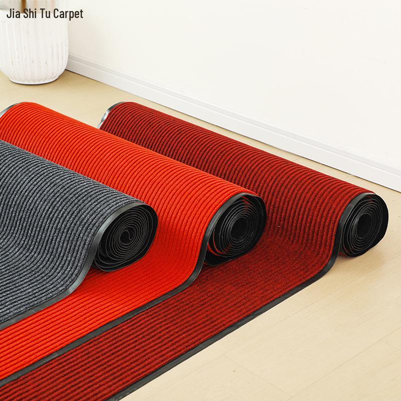 Double Stripe Doorway PVC Entrance Mat - Cuttable Hallway Dust Removal & Absorbent Foot Pad