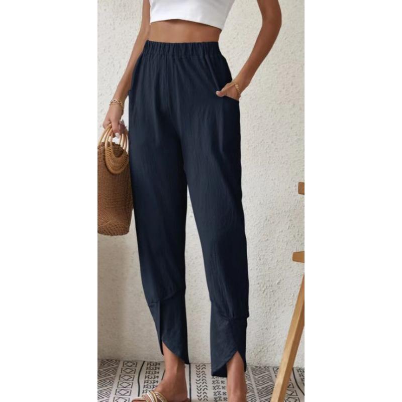 

Women s Autumn Casual Drawstring Loose Pocket Pants XXL бордовий