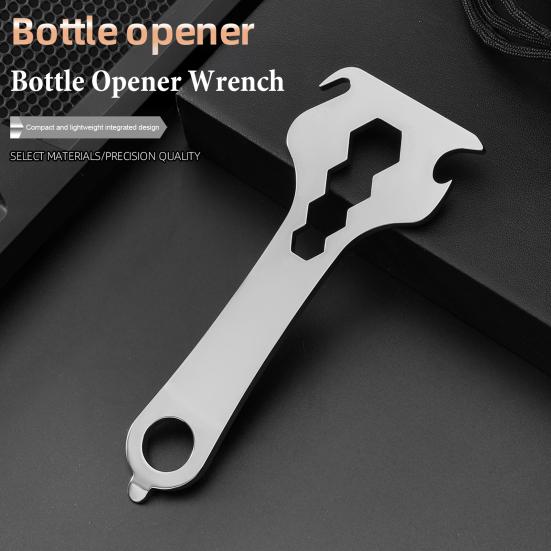 Stainless Steel Bottle Opener Multi Tool Compact Keychain EDC Gadget with Wrench Can Opener Screwdriver Lightweight Bottle Opener Tool