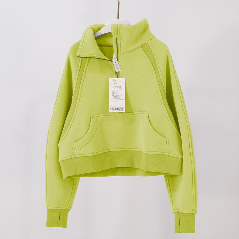 Women's High Collar Thick Sweater: Long Sleeve, Half-Zip, Loose Fit for Jogging, Fitness & Yoga In Autumn and Winter.