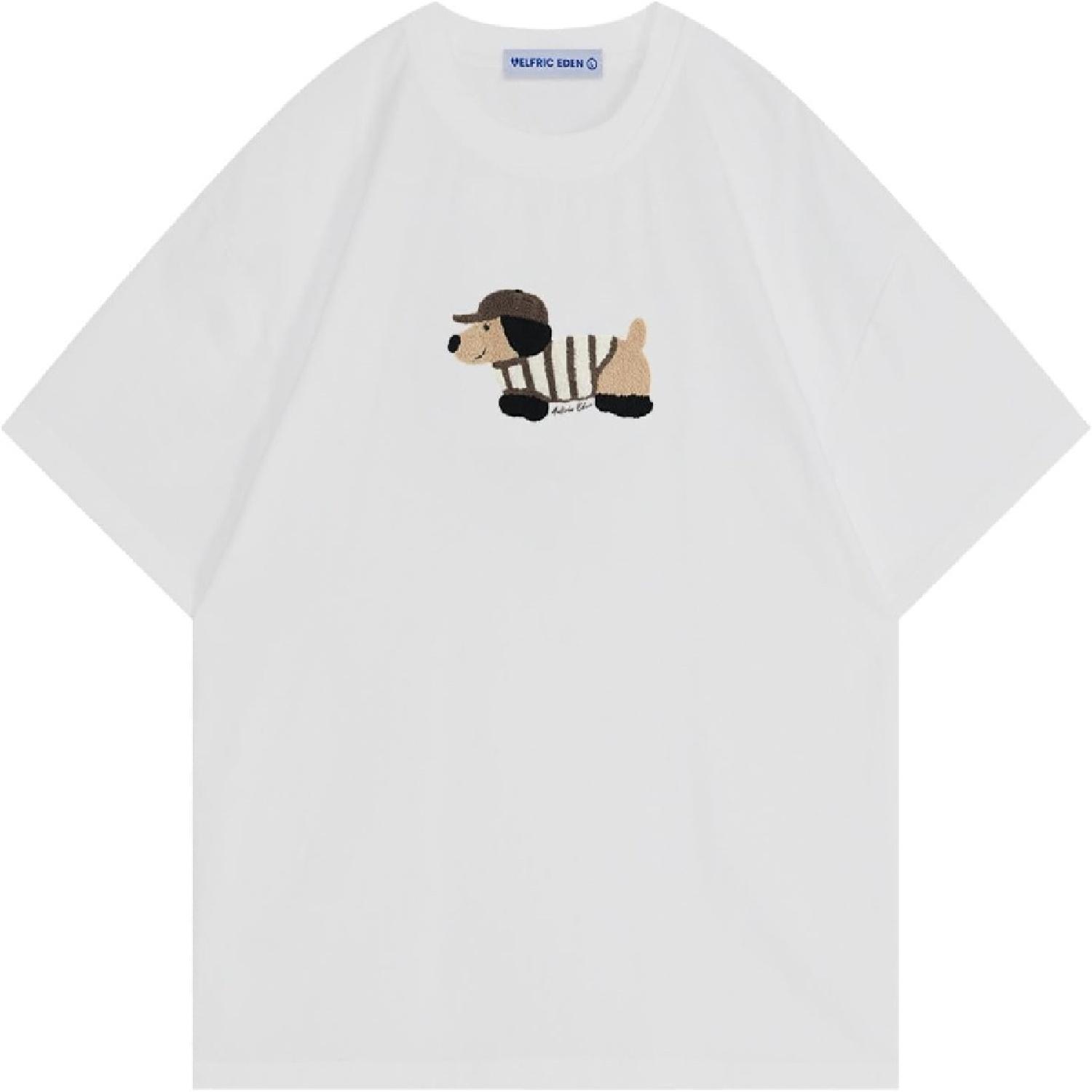 

Aelfric Eden Такса Графические Футболки Женские Оверсайз Футболки Милая Вышивка Собака Свободный Крой Y2k Рубашка S белый