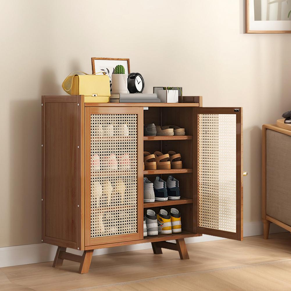 5/7-Tier Wooden Shoe Cabinet with Doors Shoe Storage Cabinet Rack Wooden Shoe Storage Shelves for Entryway Hallway Closet