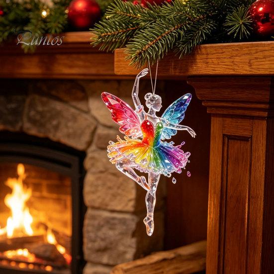 Festive Party Supplies 2Pcs Glitter Ballet Girl Keychain, 2D Acrylic Hanging Pendant for Bag Backpack, Sparkling Ornaments Trees Dancer Car