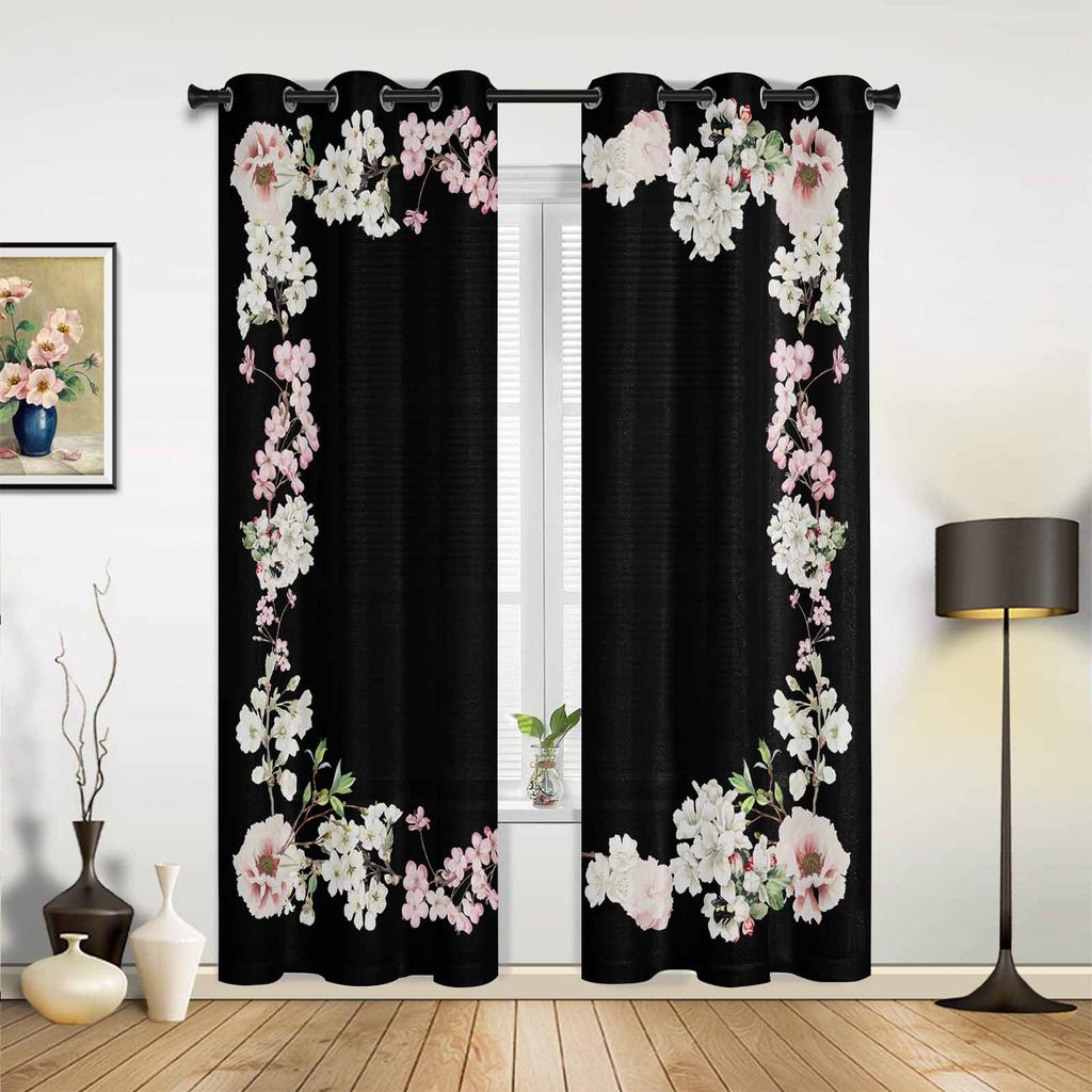 Flower Retro Plant Window Curtains for Living Room Luxury Bedroom Curtain Kitchen Blinds Drapes Curtains