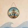 Decorative Hanging Sign Lightweight Wooden Wall Art Sign with Marine Elements Rudder Lifebuoy