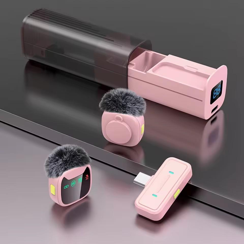 

Mini Professional Wireless Microphone with Drawer Charging Case for IPhone Android Dual Lavalier Microphone for Video Recording Type-C зелений