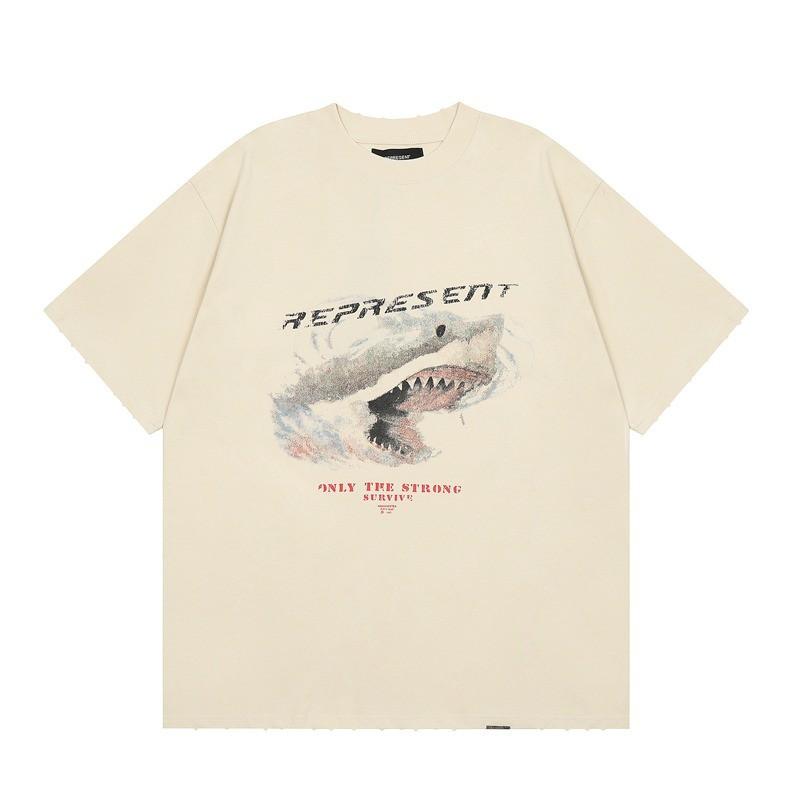 Mens Oversized Vintage Washed Cotton T-Shirt With Cartoon Animal Print Streetwear Loose Fit Short Sleeve Tee