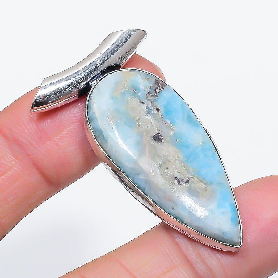 

Натуральный ларимар ручной работы, ювелирная подвеска из серебра 925 пробы, 1,85 J4U21