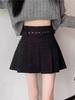 Chic Pleated A-Line Skirt for Petite Women - High-Waisted, Slimming, Anti-Exposure, Perfect for Spring & Autumn.
