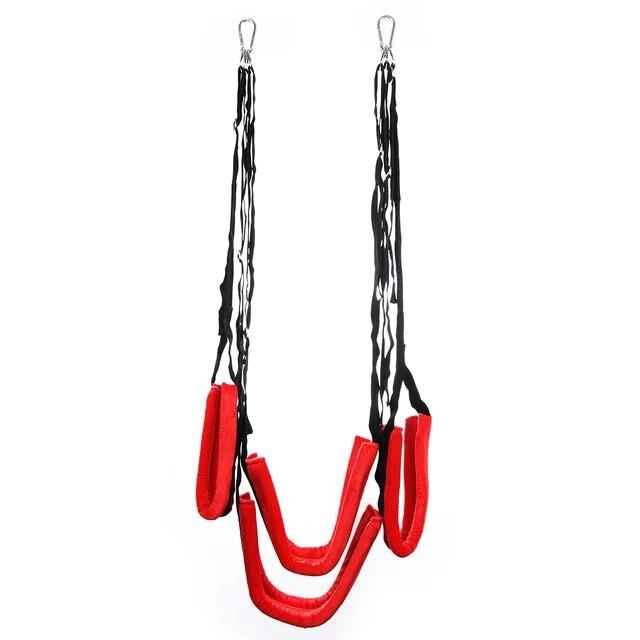 Mykt materiale Sex Swing Erotiske leker med stropp Sele Tau Kjærlighetsmøbler med metallslynge for Bdsm Fetish Bondage Sexstilling