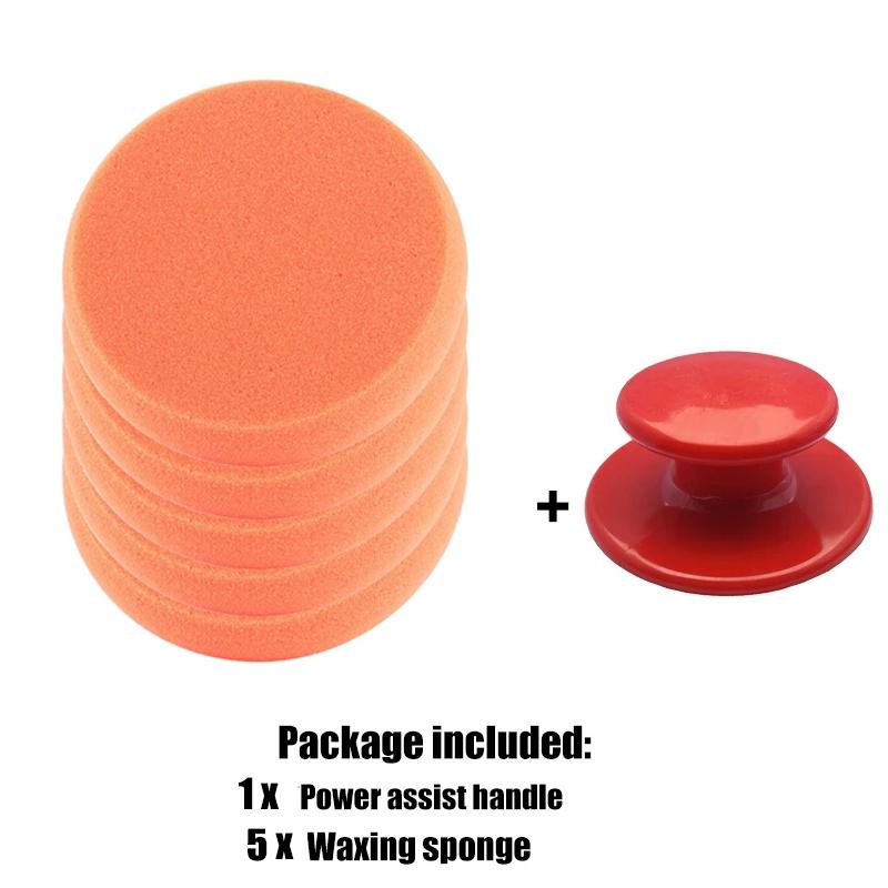 Car Waxing Polish Wax Foam Sponge Applicator Car Waxing Polishing Sponge Pads with Power Handle Auto Detailing Cleaning Tools