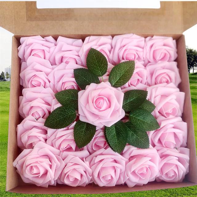 25pcs Artificial Flowers Fake Flowers Roses W/stem For DIY Wedding Bouquets Centerpieces Arrangements Party Home Decorations