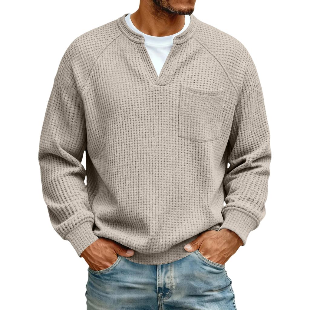 Herren V-Ausschnitt Lässiger Hoodie mit Tasche