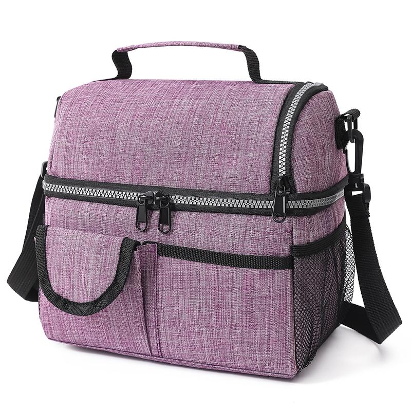 New Double Layer Tote Lunch Bags Large Oxford Cloth Cooler Picnic Bags With Shoulder Strap School Office Insulation Bags