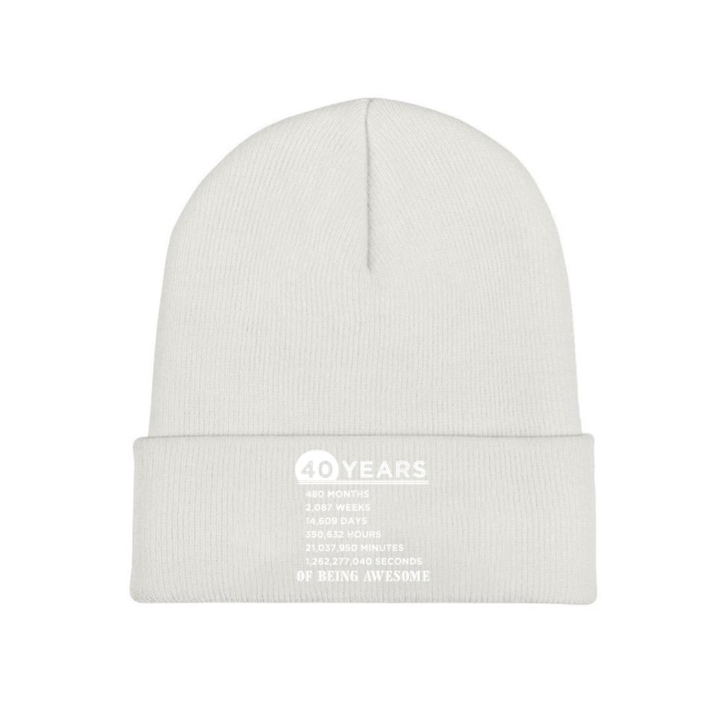 40 Years Old of Being Awesome Knitted Caps Women's Unisex's Skullies Beanies Winter Hats Polyester 40th Birthday Gifts Hip Hop Caps