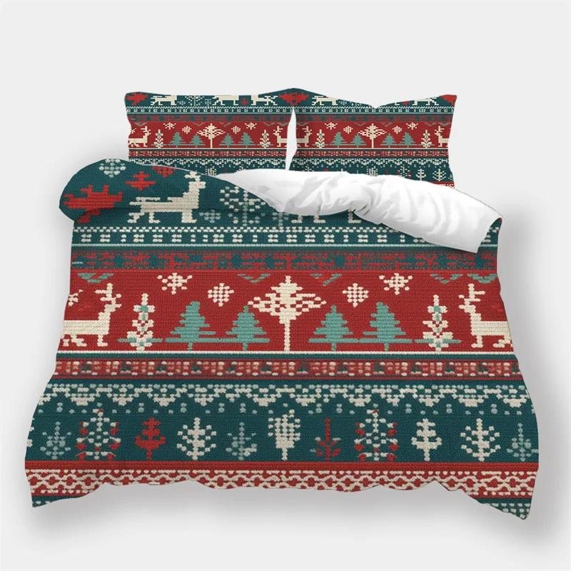 Comforter Microfiber Bedding Sets For King Size Christmas Snowflakes Queen Snow Deer Comforter bed Set For Teen Boy