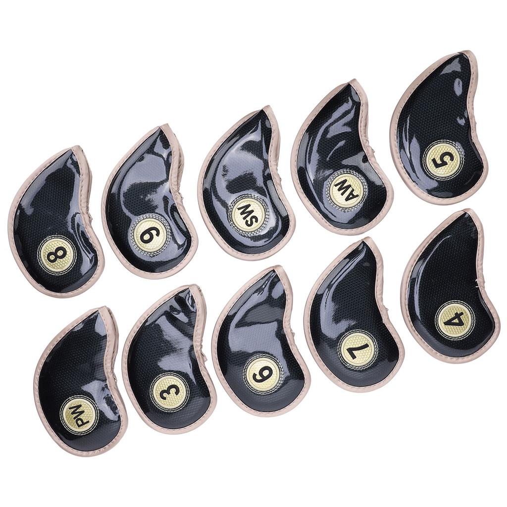 10Pcs Golf Iron Head Covers Sleeve Figure Zipper Sport Pattern Protective PU Waterproof