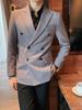 Jaqueta de Terno Masculina Slim Fit de Botão Duplo - Estilo Britânico de Alta Qualidade para Primavera e Outono