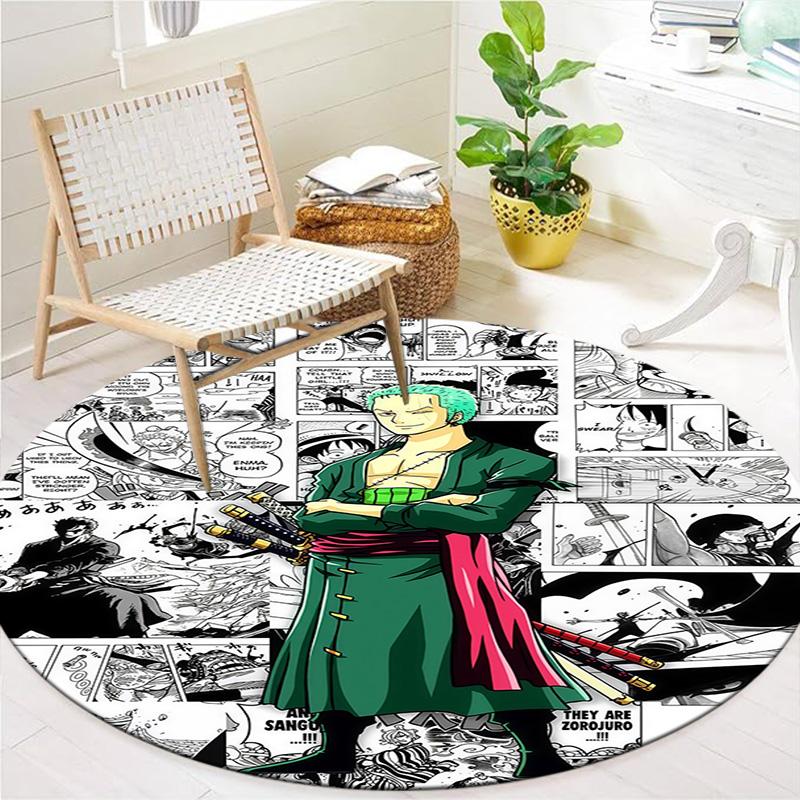 Roronoa Zoro Round Area Rug Carpet Rug For Living Room Bedroom Sofa Playroom Decor Nonslip Floor Mat