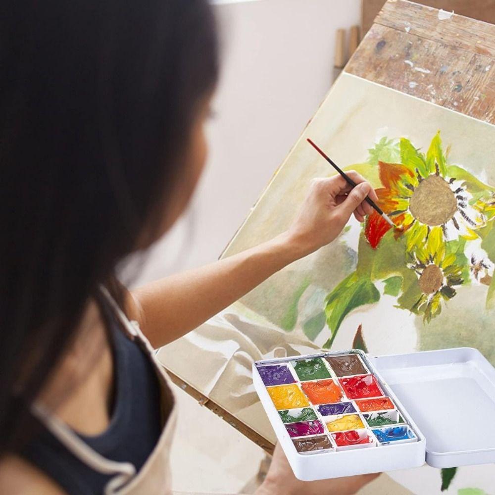 Portable Watercolor Paint Box Empty Grid Pigment Storage Tray Art Palette  Outdoor Painting