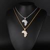 Exquisite Custom African Map Pendant-Men's Christian Hip Hop 18K Gold-plated Copper Zircon Pendant