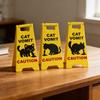 Cat Vomit Caution Sign Puke Warning Gag Gifts for Sign Novelty Humorous Cat Pet Lovers Home Desk Decor