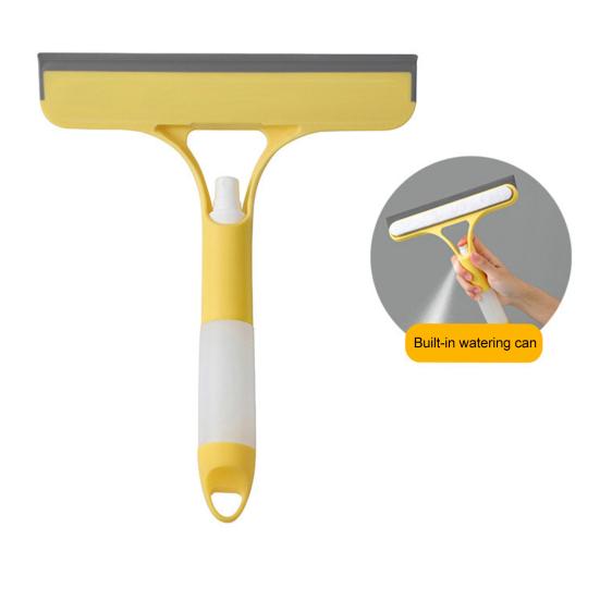 2Pcs 3-in-1 Window Cleaning Scraper with Sprayer Ergonomic Handle Built-in Spray Bottle Cleaning Brush Glass Cleaner Tool