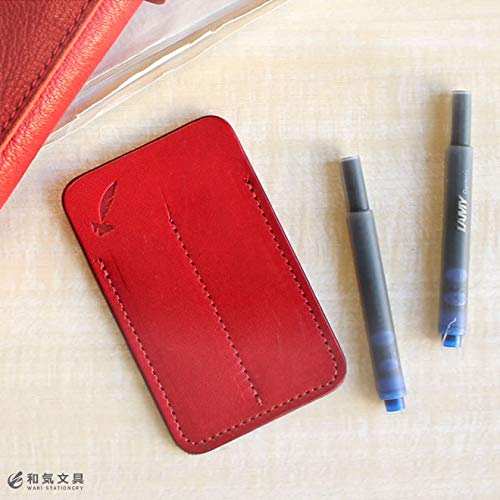 Wake Stationery Original Tochigi Leather Made In Japan Genuine Leather Fountain Pen Cartridge Case Long Type Only Red