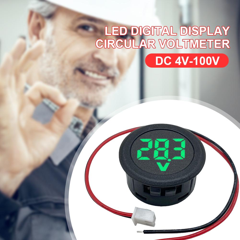 Voltmetru DC 4-100V cu afișaj digital LED pentru mașină, tensiune și curent, metru rotund, detector de voltmetru, tester cu două fire, mini voltmetru