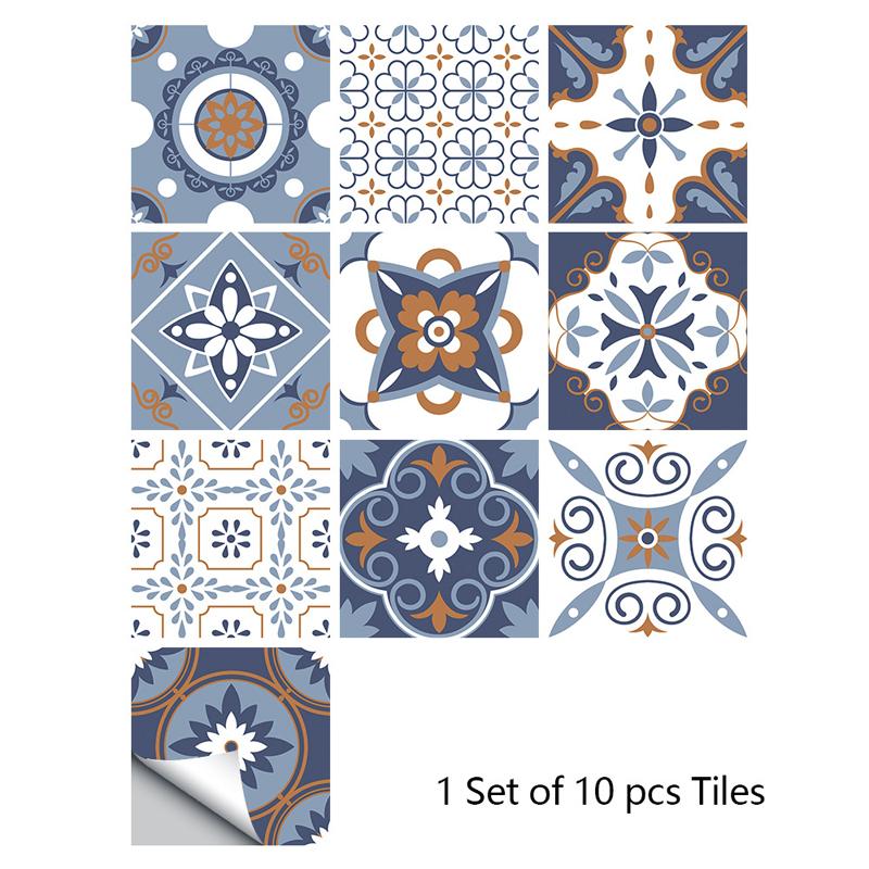 Retro Abstraktní Tisk Samolepky na Dlaždice Koupelnová Mozaika Vinylové Dlaždice Kuchyňové Lepicí Okrajové Nástěnné Samolepky Vodotěsná Tapeta Umělecká Nástěnná Malba