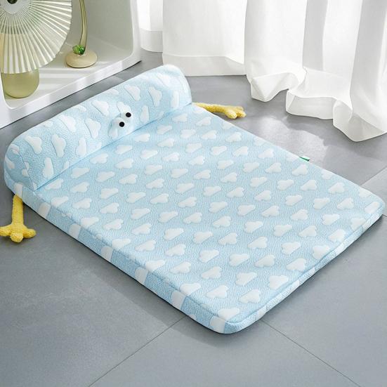 Large Dog Bed Summer Dog Cooling Pad Breathable Ice Silk Cooling Pet Mat Sleeping Sofa Non-Slip Cat Kennel with Memory Foam Pillows
